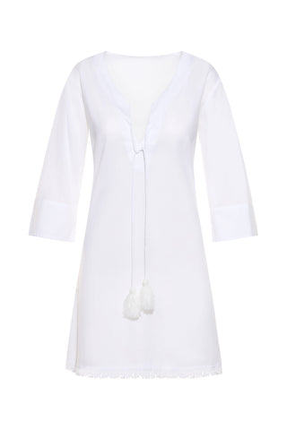 Solid White Fringe KikiSol Dress w/ Tassels