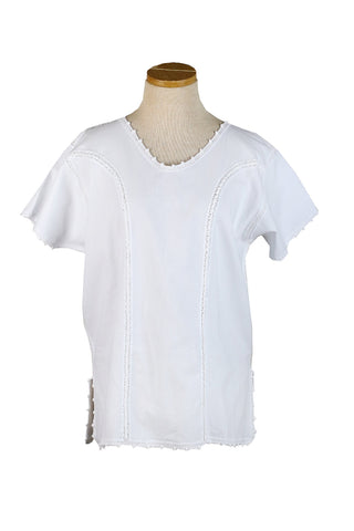 Mexican Hand-Crochet Short Sleeved top with Side Stripes