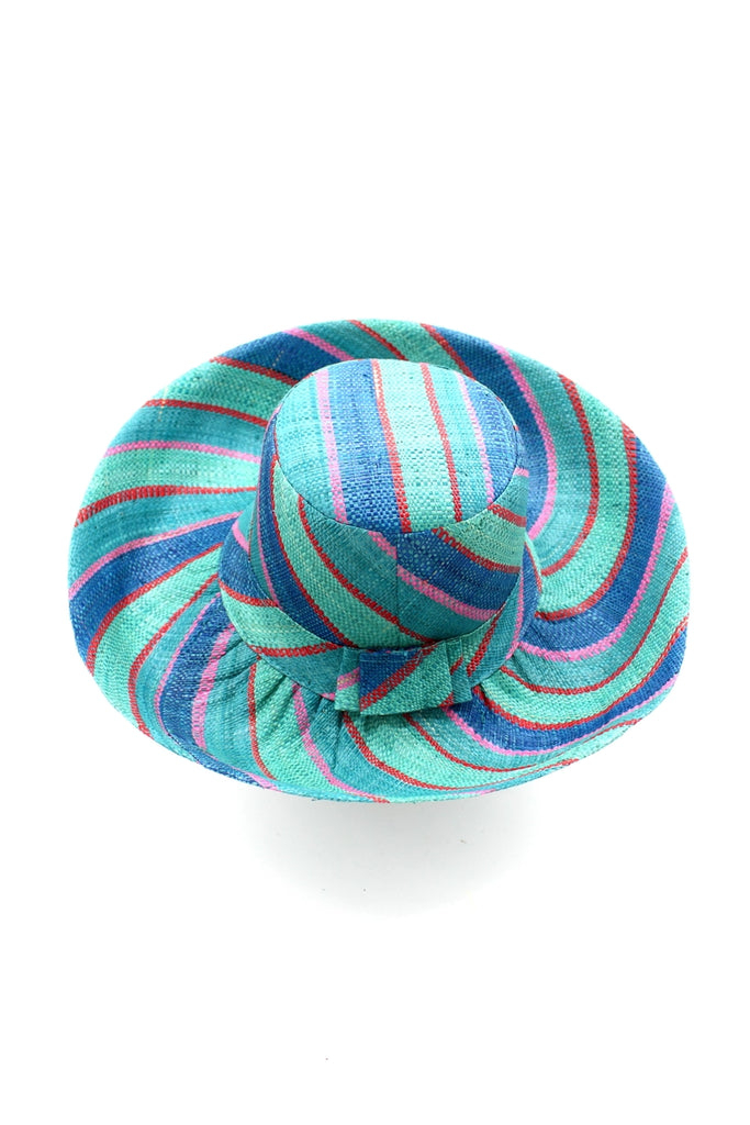 Shebobo Monica 5" Wide Brim Stripe Packable Straw Sun Hats