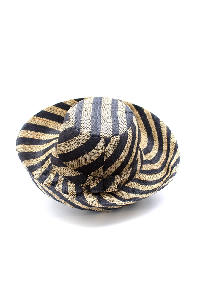 Shebobo Monica 5" Wide Brim Stripe Packable Straw Sun Hats
