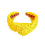 BG Bright Yellow Raffia Knotted Headband