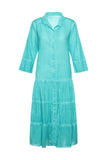 Solid Bright Teal KikiSol Button Down Maxi Dress