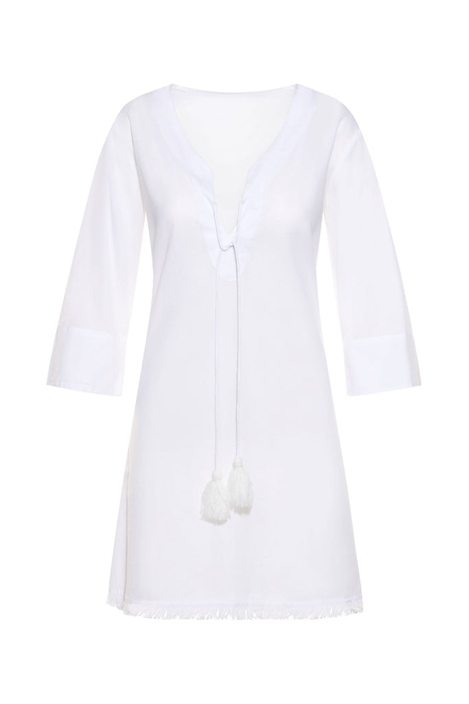 Solid White Fringe KikiSol Dress w/ Tassels