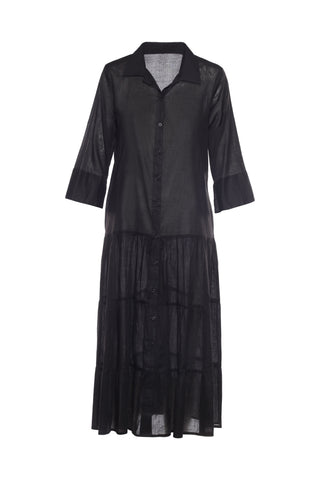 Solid Black KikiSol Button Down Maxi Dress