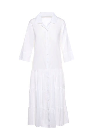 Solid White KikiSol Button Down Maxi Dress