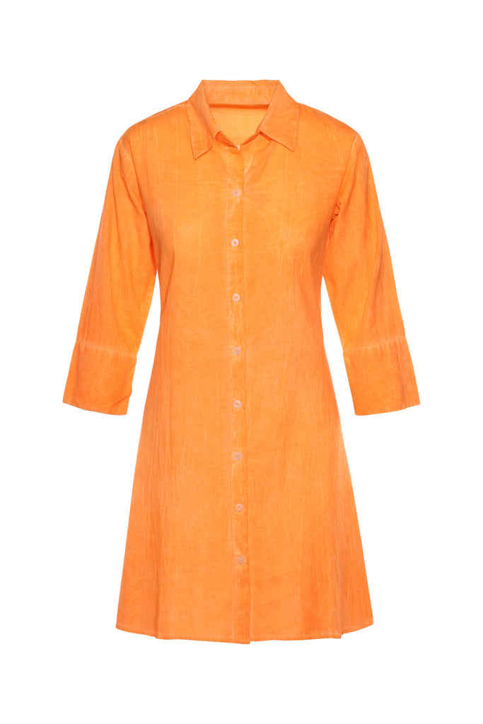 Orange KikiSol Long Button Down Shirt