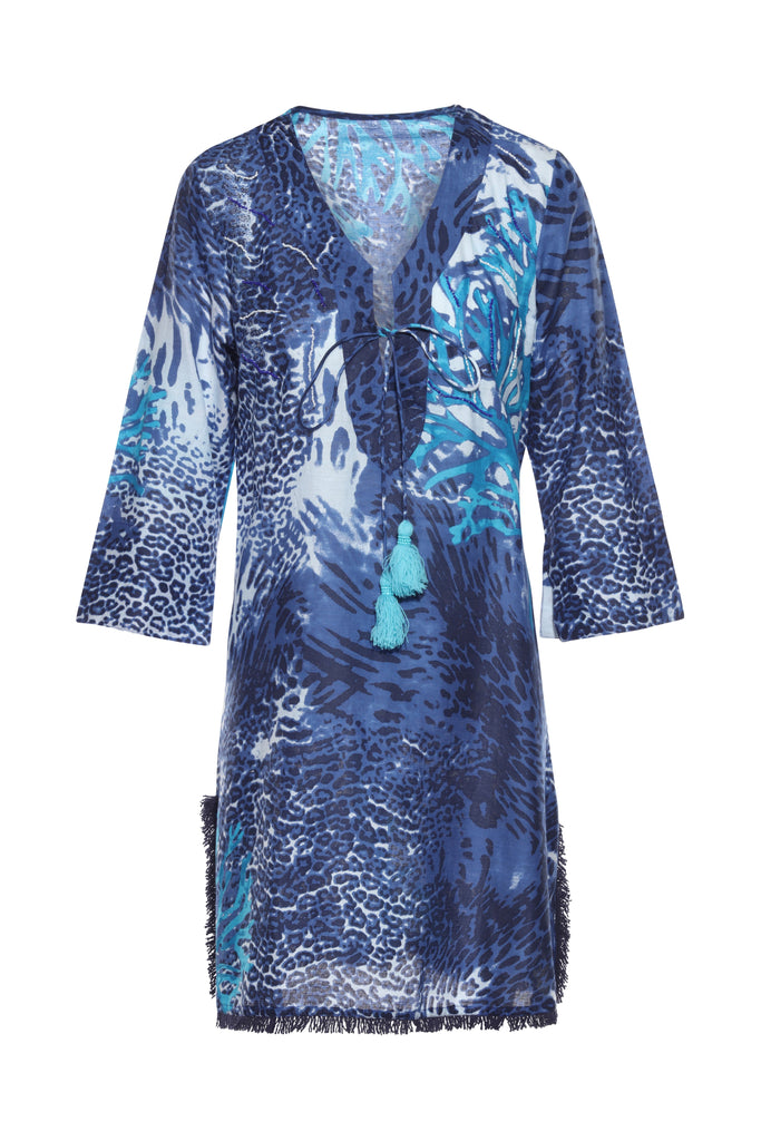 Royal Blue Coral Fringe KikiSol Dress w/ Tassels & Beading | shopkikisol Royal Blue Coral Fringe KikiSol Dress w/ Tassels & Beading | shopkikisol