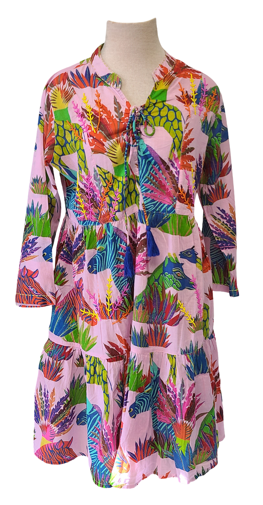 Artisan Safari Beaded Ruffle Dress w/ Tassels