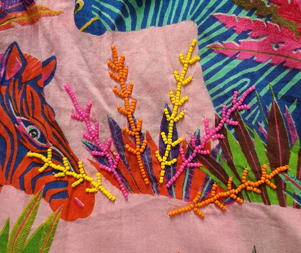 Artisan Safari Beaded Ruffle Dress w/ Tassels