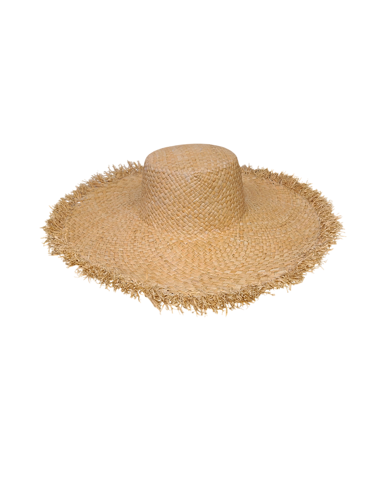 Shebobo 5" Brim Kat Solid Colors Straw Sun Hat Raw Fringe Edge