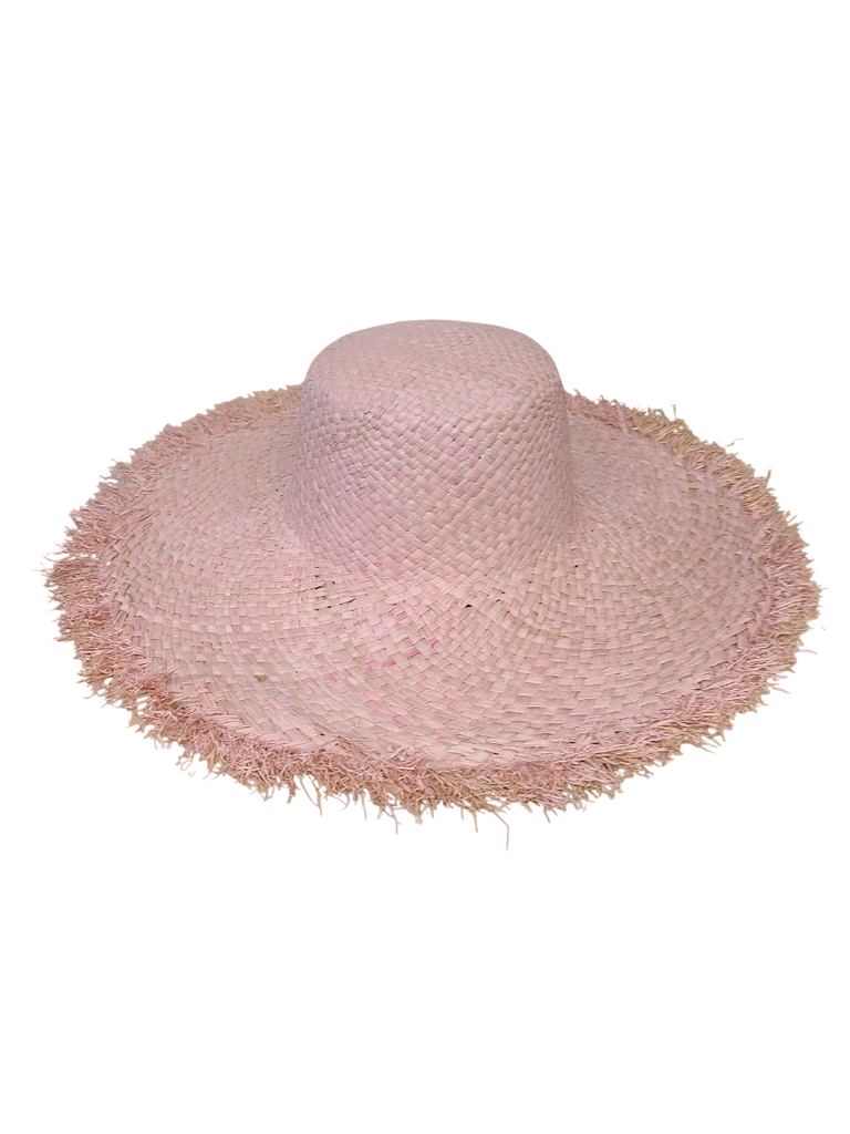 Shebobo 5" Brim Kat Solid Colors Straw Sun Hat Raw Fringe Edge