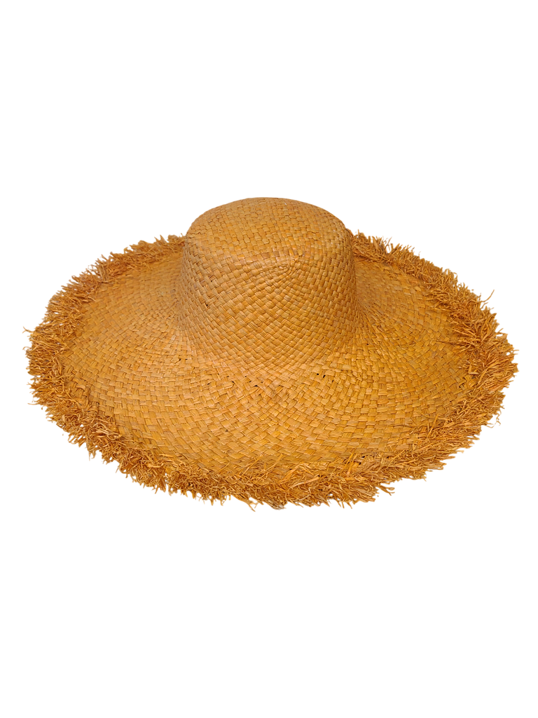 Shebobo 5" Brim Kat Solid Colors Straw Sun Hat Raw Fringe Edge