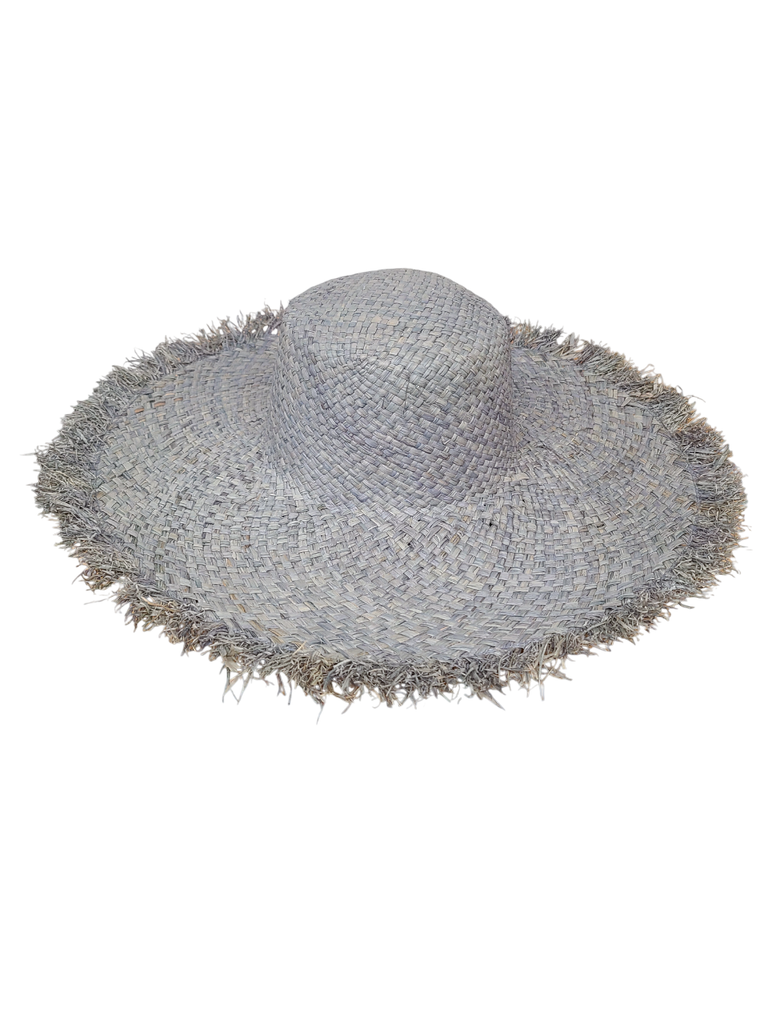 Shebobo 5" Brim Kat Solid Colors Straw Sun Hat Raw Fringe Edge