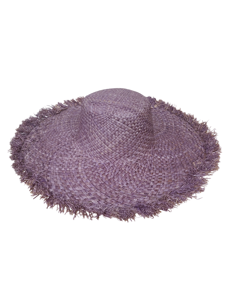 Shebobo 5" Brim Kat Solid Colors Straw Sun Hat Raw Fringe Edge