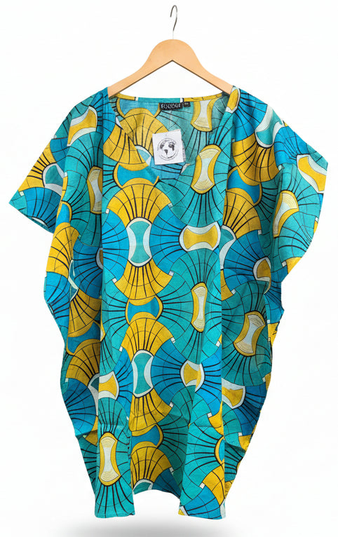 Teal & Yellow Geo Kaftan