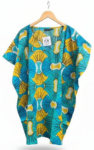 Teal & Yellow Geo Kaftan