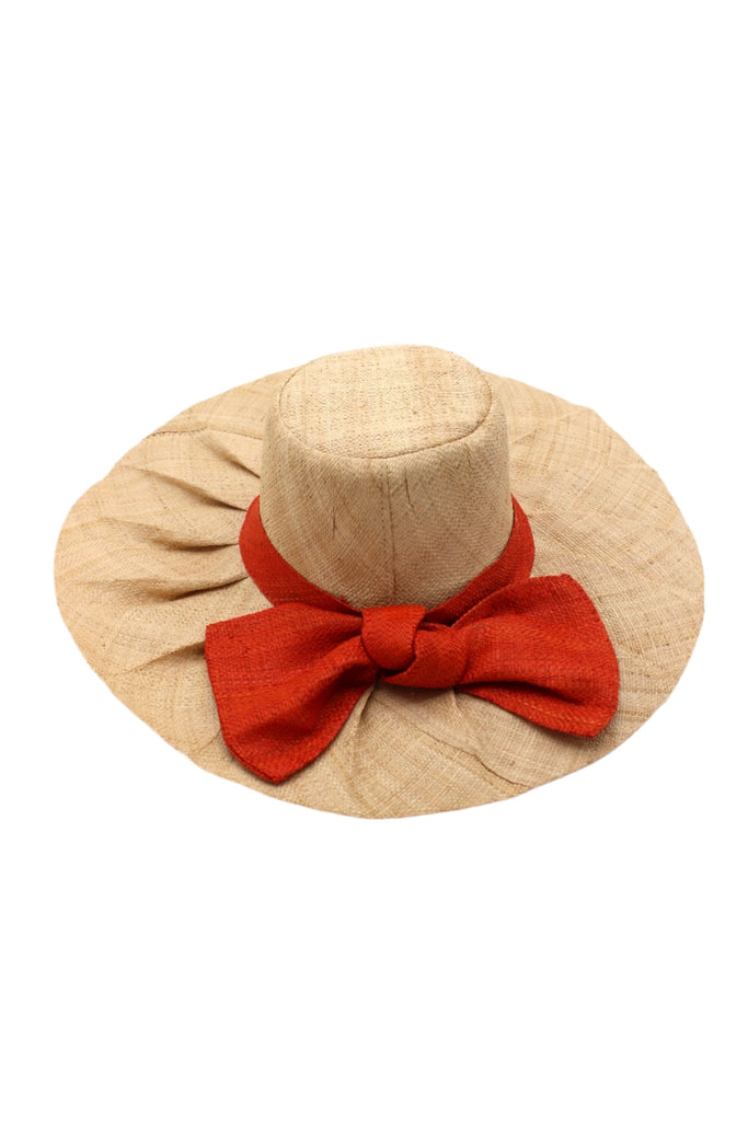 Shebobo Lilly 5" Brim Fan Pleated Straw Sun Hats with Big Bow