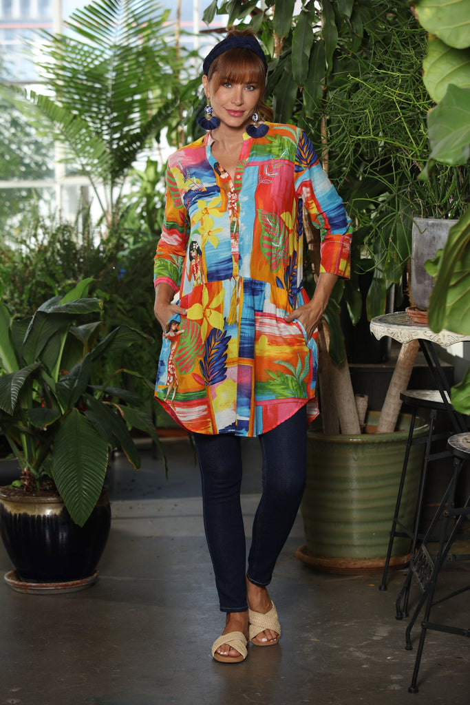 Artisan Tiki Beaded Tunic w/ Pockets