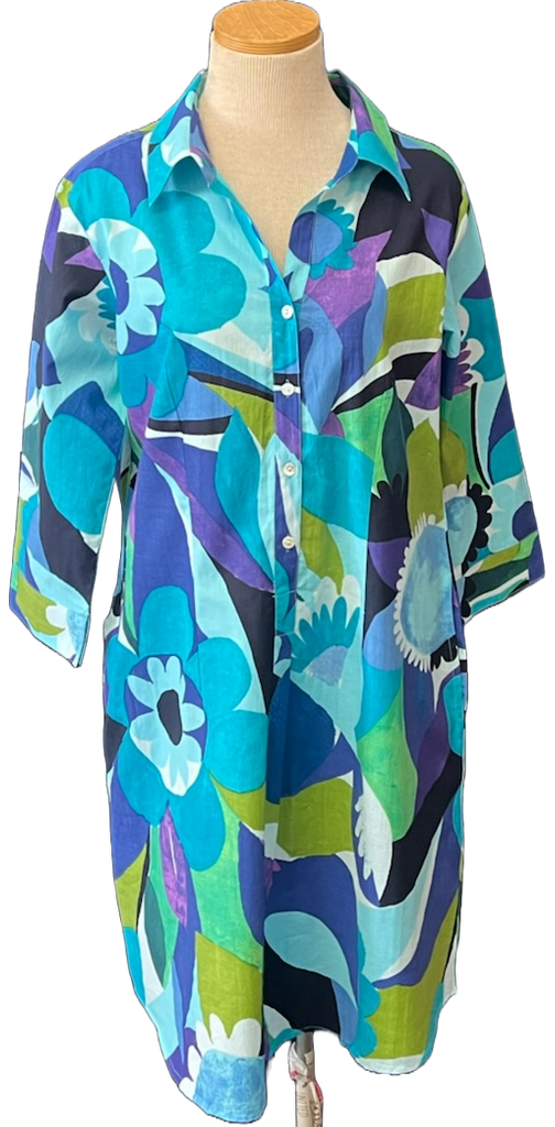 Blue Retro KikiSol Shirt Dress | shopkikisol Blue Retro KikiSol Shirt Dress | shopkikisol