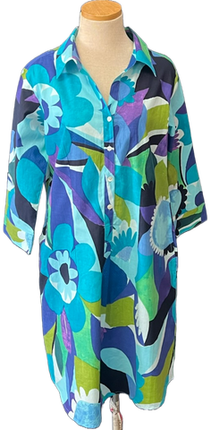 Blue Retro KikiSol Shirt Dress