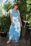 OS Short Sleeve Tie Dye Knit Maxi Dress