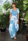 OS Short Sleeve Tie Dye Knit Maxi Dress