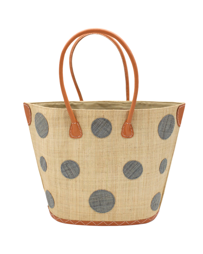 Shebobo Capri Polka Dot Straw Tote Bag
