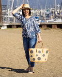 Shebobo Capri Polka Dot Straw Tote Bag