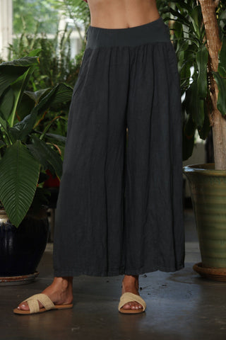 OS Long Linen Pant w/ Knit Waistband