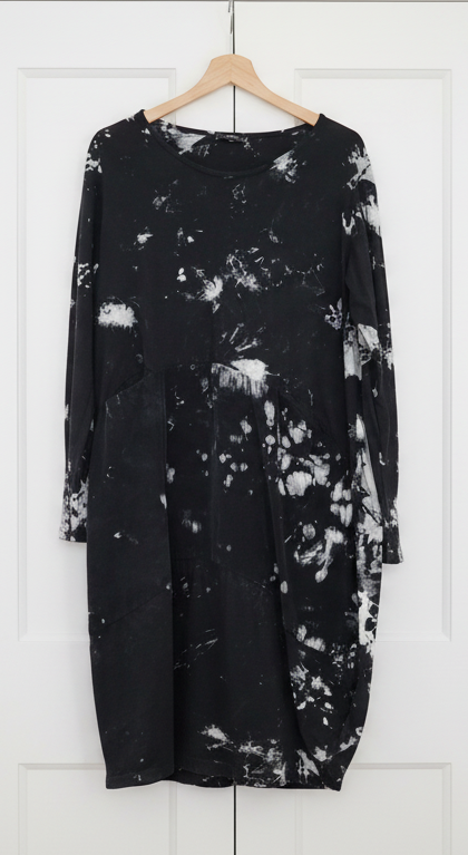OS Cotton/Linen Long Sleeve Short Tie Dye Top/Dress