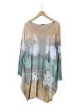 OS Cotton/Linen Long Sleeve Short Tie Dye Top/Dress