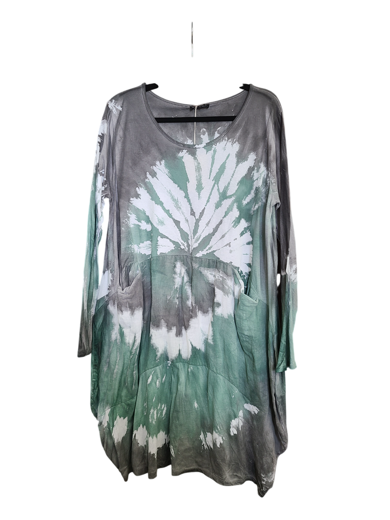 OS Cotton/Linen Long Sleeve Short Tie Dye Top/Dress