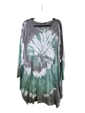 OS Cotton/Linen Long Sleeve Short Tie Dye Top/Dress