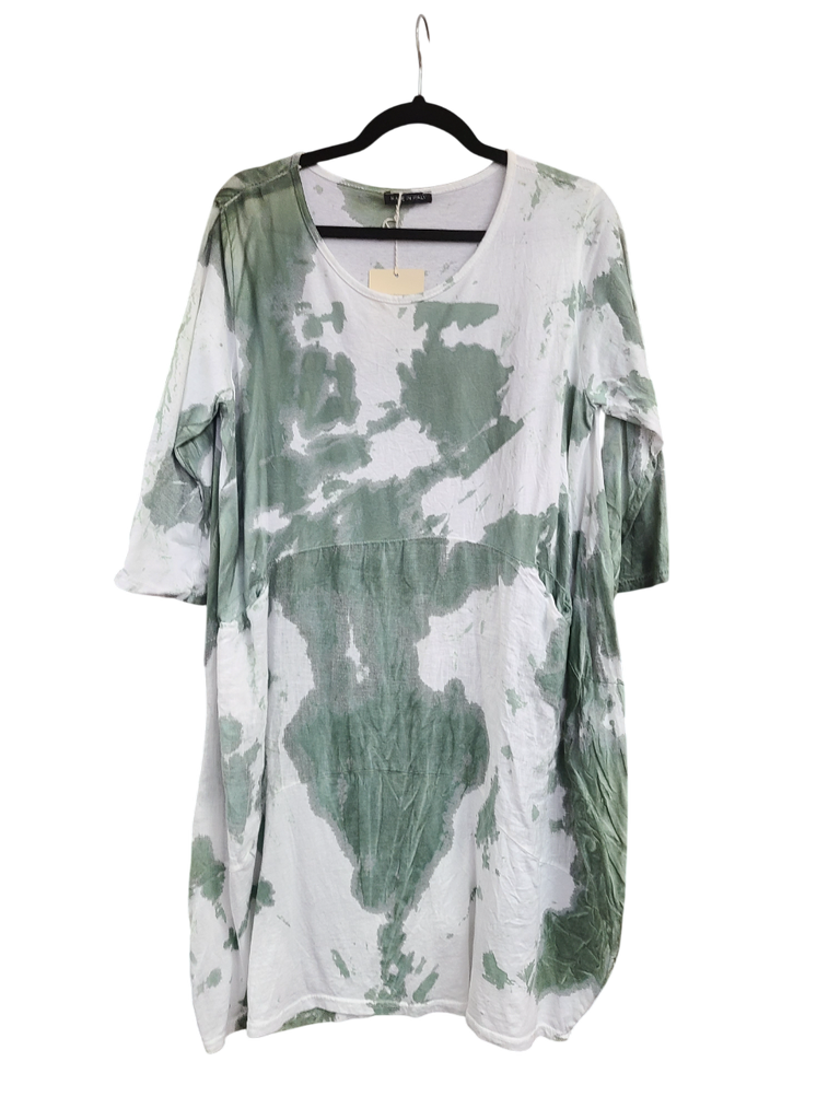 OS Cotton/Linen Long Sleeve Short Tie Dye Top/Dress