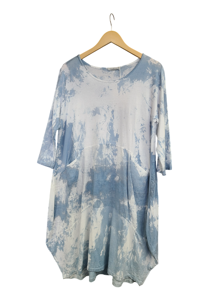 OS Cotton/Linen Long Sleeve Short Tie Dye Top/Dress