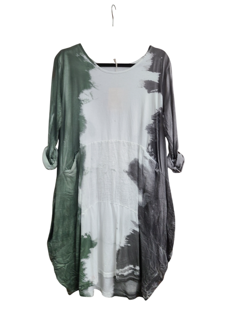 OS Cotton/Linen Long Sleeve Short Tie Dye Top/Dress