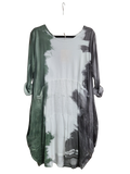 OS Cotton/Linen Long Sleeve Short Tie Dye Top/Dress