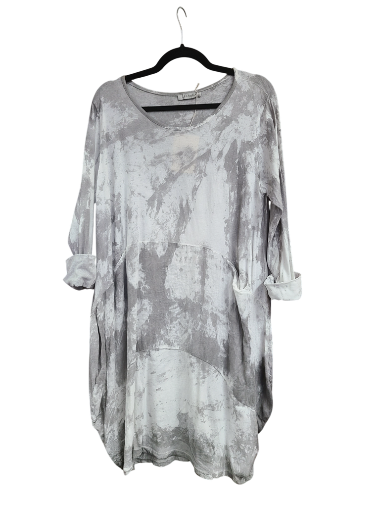 OS Cotton/Linen Long Sleeve Short Tie Dye Top/Dress