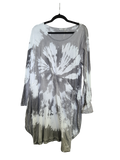 OS Cotton/Linen Long Sleeve Short Tie Dye Top/Dress