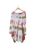 OS Cotton/Linen Long Sleeve Short Tie Dye Top/Dress