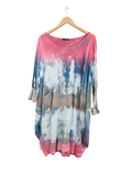 OS Cotton/Linen Long Sleeve Short Tie Dye Top/Dress