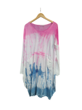 OS Cotton/Linen Long Sleeve Short Tie Dye Top/Dress