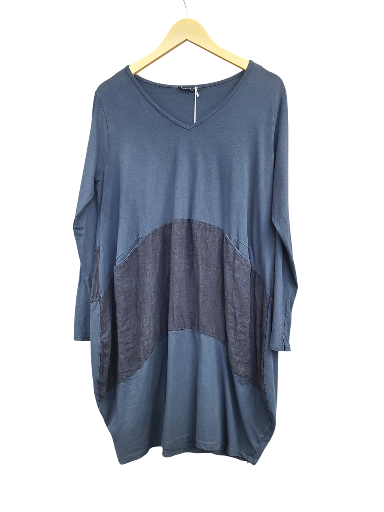 OS Cotton/Linen Long Sleeve Short Tie Dye Top/Dress