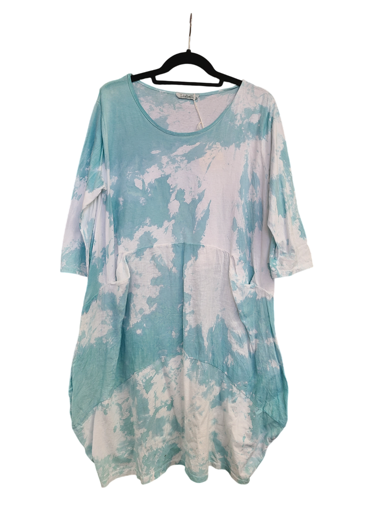 OS Cotton/Linen Long Sleeve Short Tie Dye Top/Dress