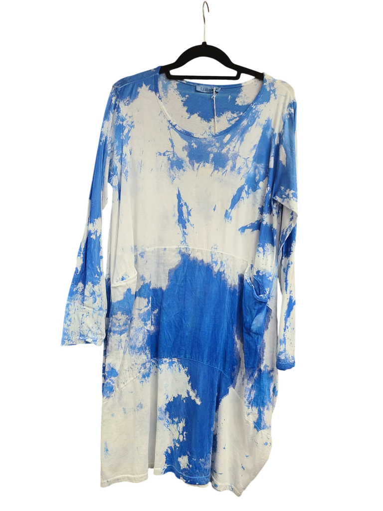 OS Cotton/Linen Long Sleeve Short Tie Dye Top/Dress