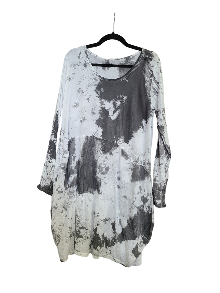 OS Cotton/Linen Long Sleeve Short Tie Dye Top/Dress