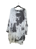 OS Cotton/Linen Long Sleeve Short Tie Dye Top/Dress