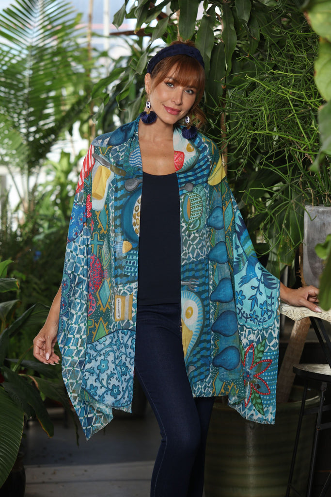 Folk Indigo Cotton Modal Scarf