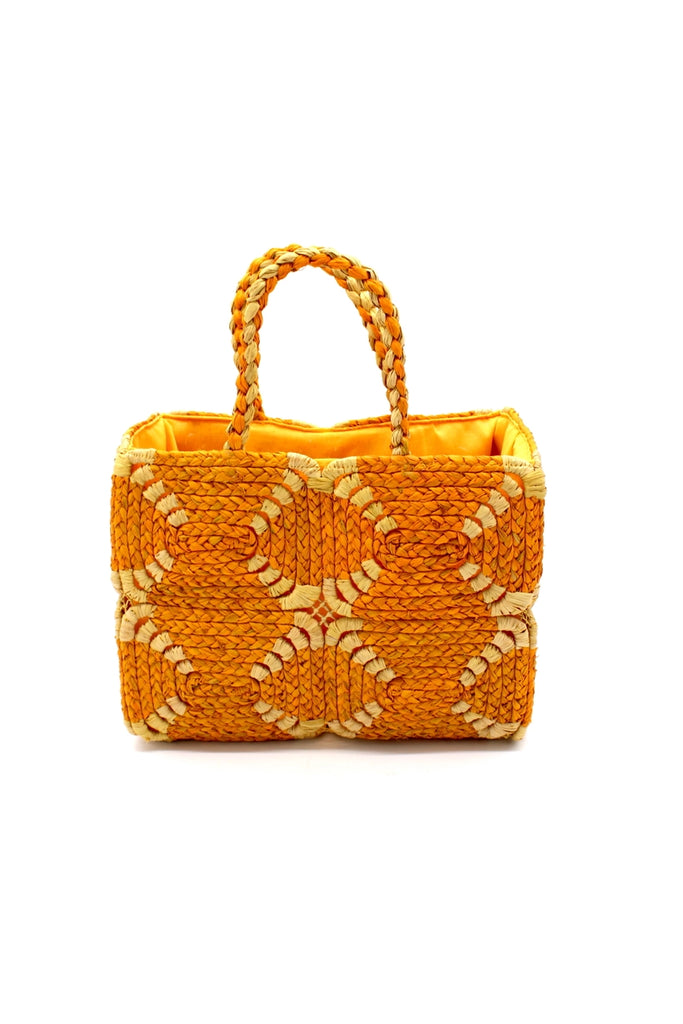 Shebobo Gemma Crochet Disc Rectangle Straw Basket Handbag