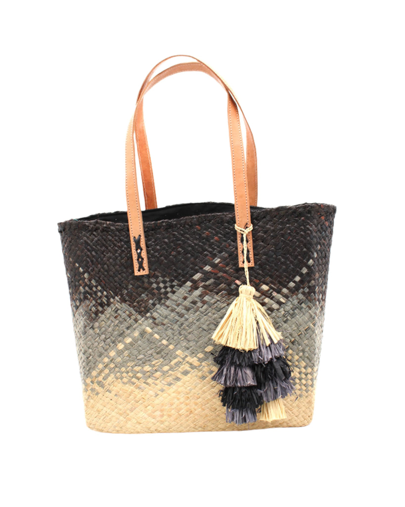 Shebobo Holden Ombre Straw Handbag w/ Tassel Charm Embellishment